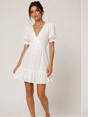 ANTONIO MELANI White Puff Sleeve Mini Dress